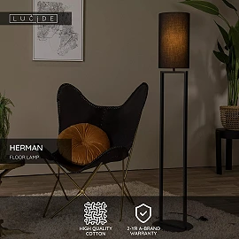 HERMAN Stāvlampa Ø26cm 1x40W E27 melna (Lucide)