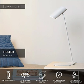 HESTER desk lamp GU10 white (Lucide)
