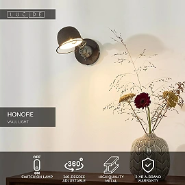 HONORE Wall light 1xE14 rust brown (Lucide)