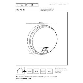 HUPS IR outdoor wall light LED 1x10W 3000K black (Lucide)