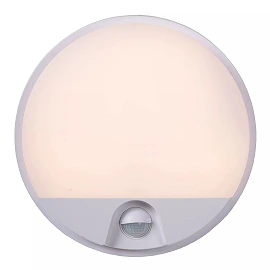HUPS IR round outdoor wall light with PIR motion and day/night sensors, integrated LED, 10 W, 950 lm, 3000 K, white (Lucide)