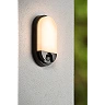 HUPS IR outdoor wall light with microwave motion and day/night sensors, integrated LED, 10 W, 950 lm, 3000 K, black (Lucide)