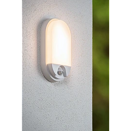 HUPS IR outdoor wall light with PIR motion and day/night sensors, integrated LED, 10 W, 950 lm, 3000 K, white (Lucide)