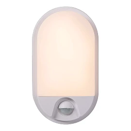 HUPS IR outdoor wall light with PIR motion and day/night sensors, integrated LED, 10 W, 950 lm, 3000 K, white (Lucide)