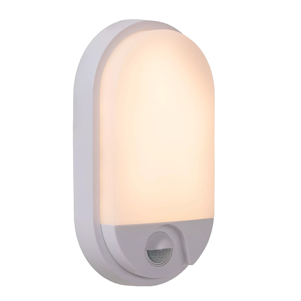 HUPS IR outdoor wall light with PIR motion and day/night sensors, integrated LED, 10 W, 950 lm, 3000 K, white (Lucide)