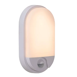 HUPS IR outdoor wall light with PIR motion and day/night sensors, integrated LED, 10 W, 950 lm, 3000 K, white (Lucide)