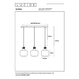 ILONA Pendant light 3xE27 40W Amber (Lucide)
