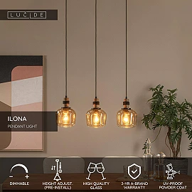 ILONA Pendant light 3xE27 40W Amber (Lucide)