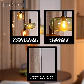 ILONA Pendant light 3xE27 40W Black (Lucide)