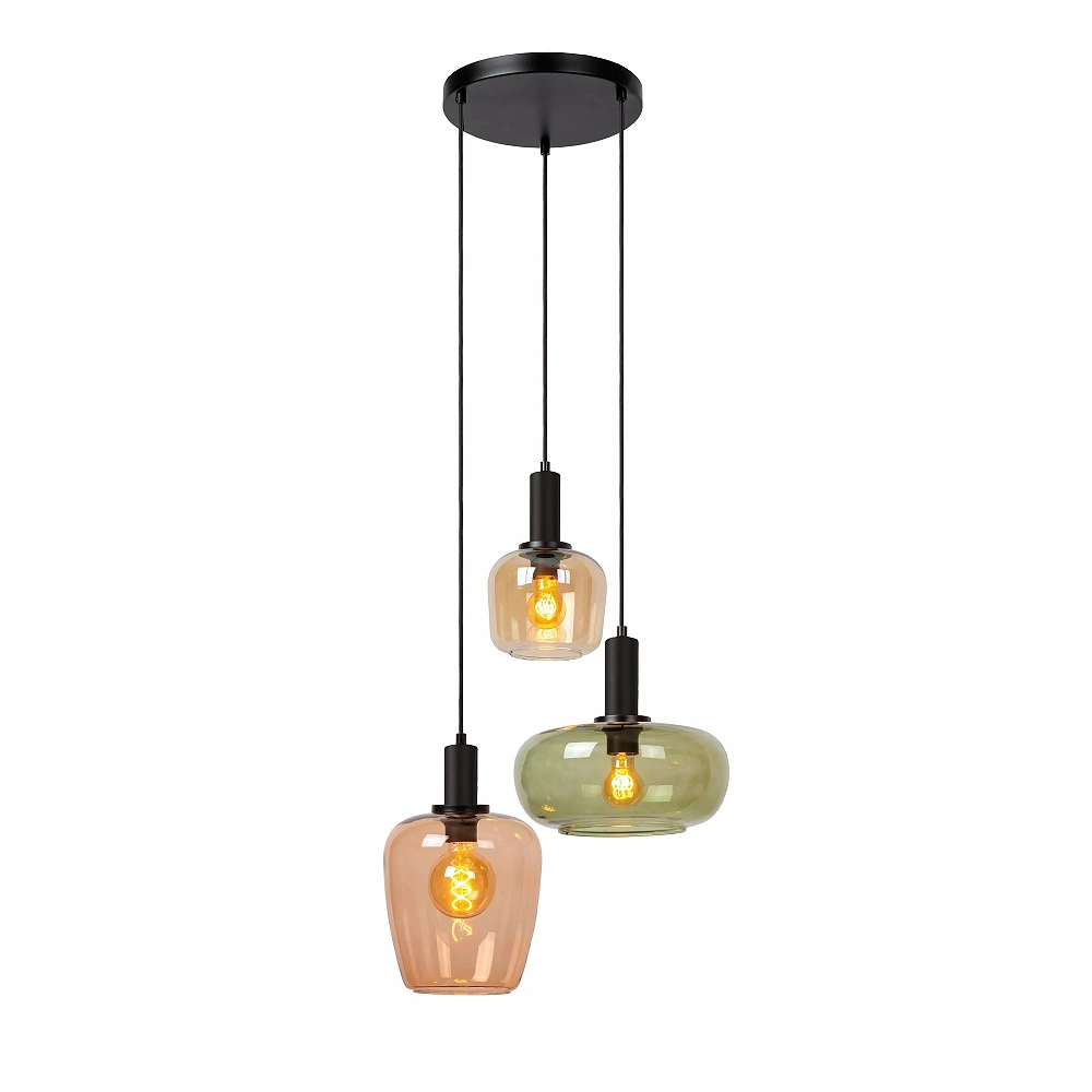 ILONA Pendant light 3xE27 40W Black (Lucide)