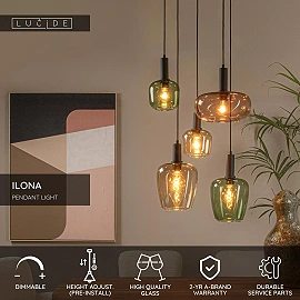 ILONA Pendant light 5xE27 40W Black (Lucide)