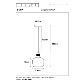 ILONA Pendant light Ø18 cm 1xE27 amber (Lucide)