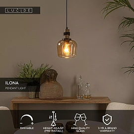 ILONA Pendant light Ø18 cm 1xE27 amber (Lucide)