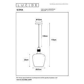 ILONA Pendant light Ø22 cm 1xE27 amber (Lucide)