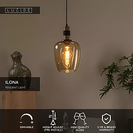 ILONA Pendant light Ø22 cm 1xE27 amber (Lucide)