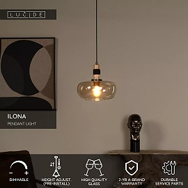 ILONA Pendant light Ø30 cm 1xE27 amber (Lucide)