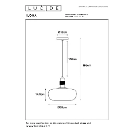 ILONA Pendant light Ø30 cm 1xE27 amber (Lucide)