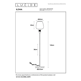 ILONA Floor lamp Ø34 1xE27 40W Amber (Lucide)