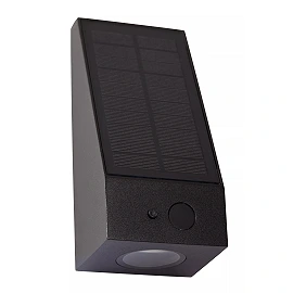 IRWIN solar outdoor wall light with PIR motion and day/night sensors, solar LED, 2 W, 100 lm, 3000 K, black (Lucide)