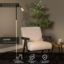 JASPER floor reading lamp 1xGU10 Cream (Lucide)