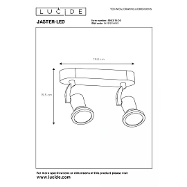 JASTER-LED griestu prožektors GU10 LED 2 x 5 W 2700K melns (Lucide)