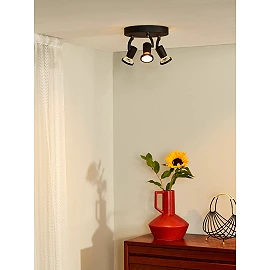 JASTER-LED griestu prožektors Ø20 cm GU10 LED 3 x 5 W 2700K melns (Lucide)