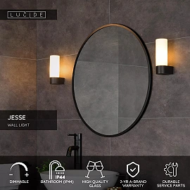 JESSE Wall light Bathroom 1x33W G9 IP44 Black (Lucide)