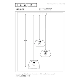 JESSICA piekaramā lampa 3x60 W E27 Ø35.5 cm melna (Lucide)