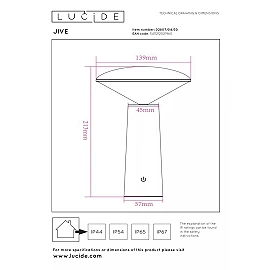 JIVE rechargeable outdoor table lamp LED 1x3W black (Lucide)
