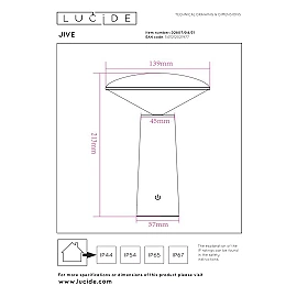 JIVE rechargeable outdoor table lamp 1x3W white (Lucide)