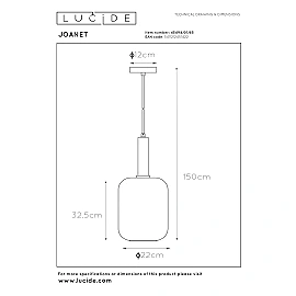 JOANET pendant light 1xE27 smoke grey (Lucide)