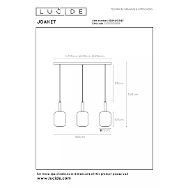 JOANET pendant light 3xE27 smoke grey (Lucide)