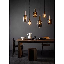 JOANET pendant light 6xE27 smoke grey (Lucide)