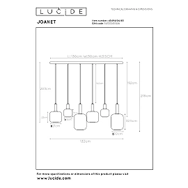 JOANET pendant light 6xE27 smoke grey (Lucide)