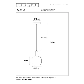 JOANET pendant light 1xE27 smoke grey (Lucide)
