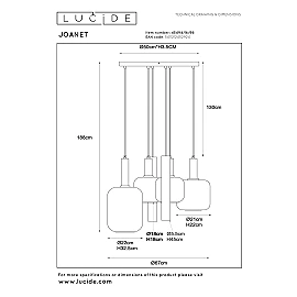 JOANET pendant light 4xE27 brass (Lucide)