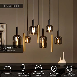 JOANET pendant light 6xE27 brass (Lucide)