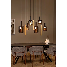 JOANET pendant light 6xE27 brass (Lucide)