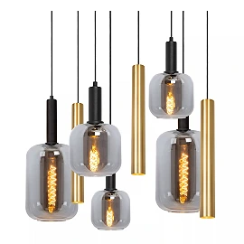 JOANET pendant light 6xE27 brass (Lucide)