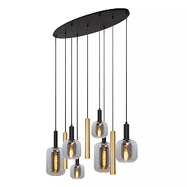 JOANET pendant light 6xE27 brass (Lucide)