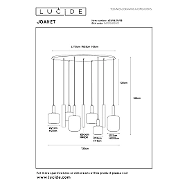 JOANET pendant light 6xE27 brass (Lucide)