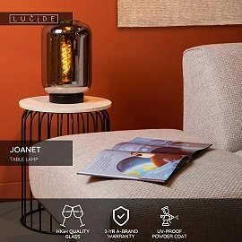 JOANET table lamp 1xE27 smoke grey (Lucide)