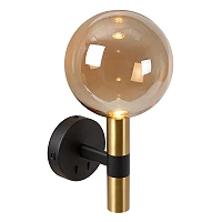 JOSIANE bedside wall light 1xG9 with USB-C black/amber (Lucide)