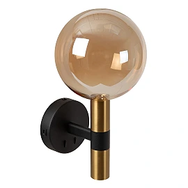 JOSIANE bedside wall light 1xG9 with USB-C black/amber (Lucide)