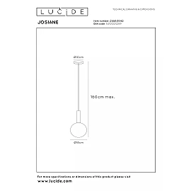 JOSIANE Pendant light Ø18 cm 1xG9 40W Amber (Lucide)