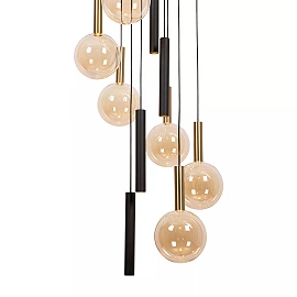JOSIANE Pendant light 6xG9 + 4xGU10 black amber (Lucide)