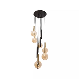 JOSIANE Pendant light 6xG9 + 4xGU10 black amber (Lucide)