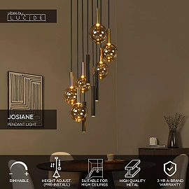 JOSIANE Pendant light 6xG9 + 4xGU10 black amber (Lucide)