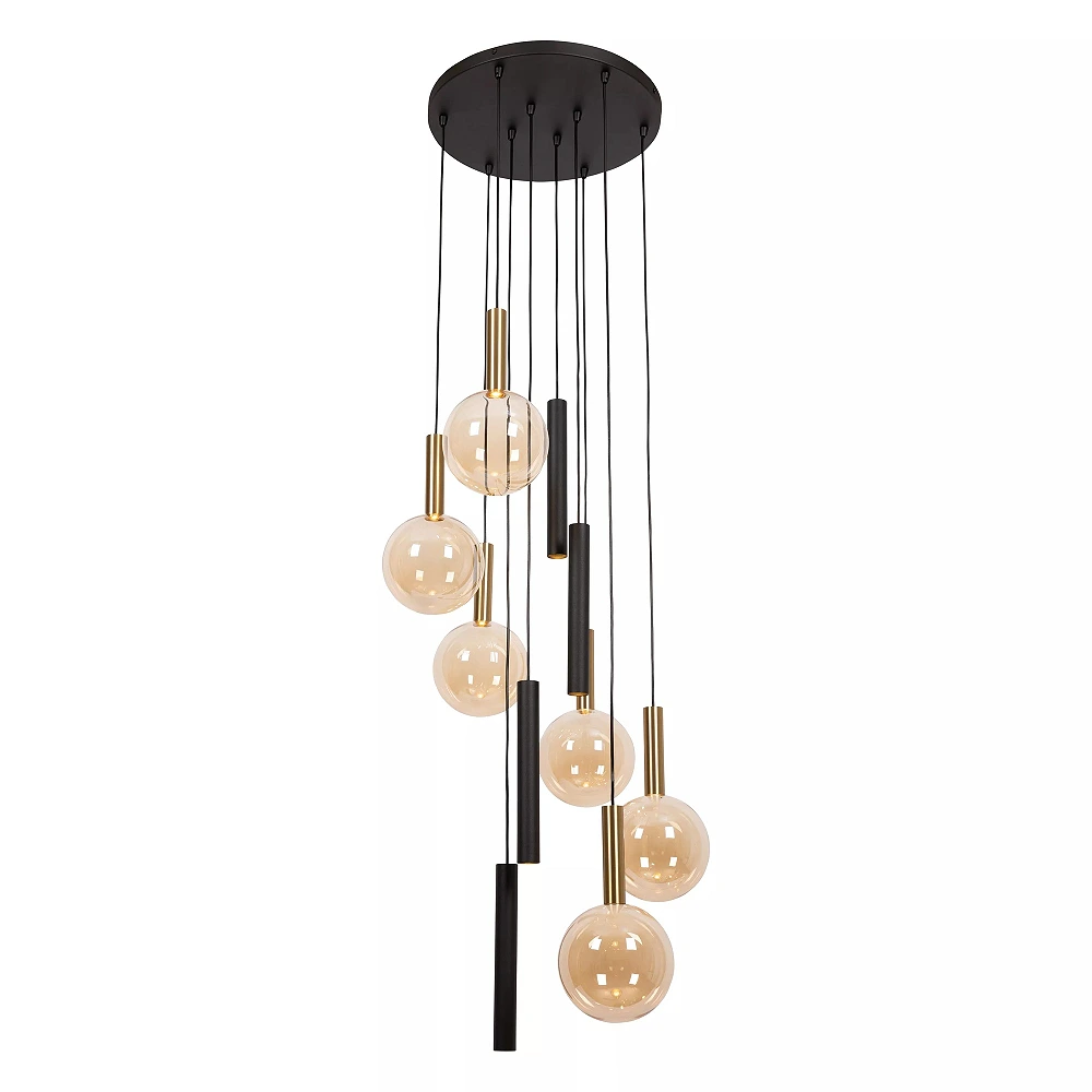 JOSIANE Pendant light 6xG9 + 4xGU10 black amber (Lucide)