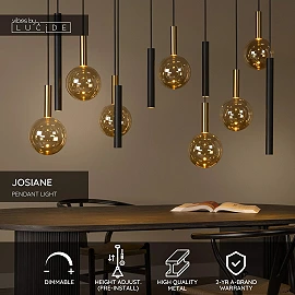JOSIANE Pendant light 7xG9 + 5xGU10 black amber (Lucide)